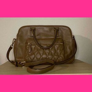 Vera Bradley Quilted Leather Brown Satchel Purse